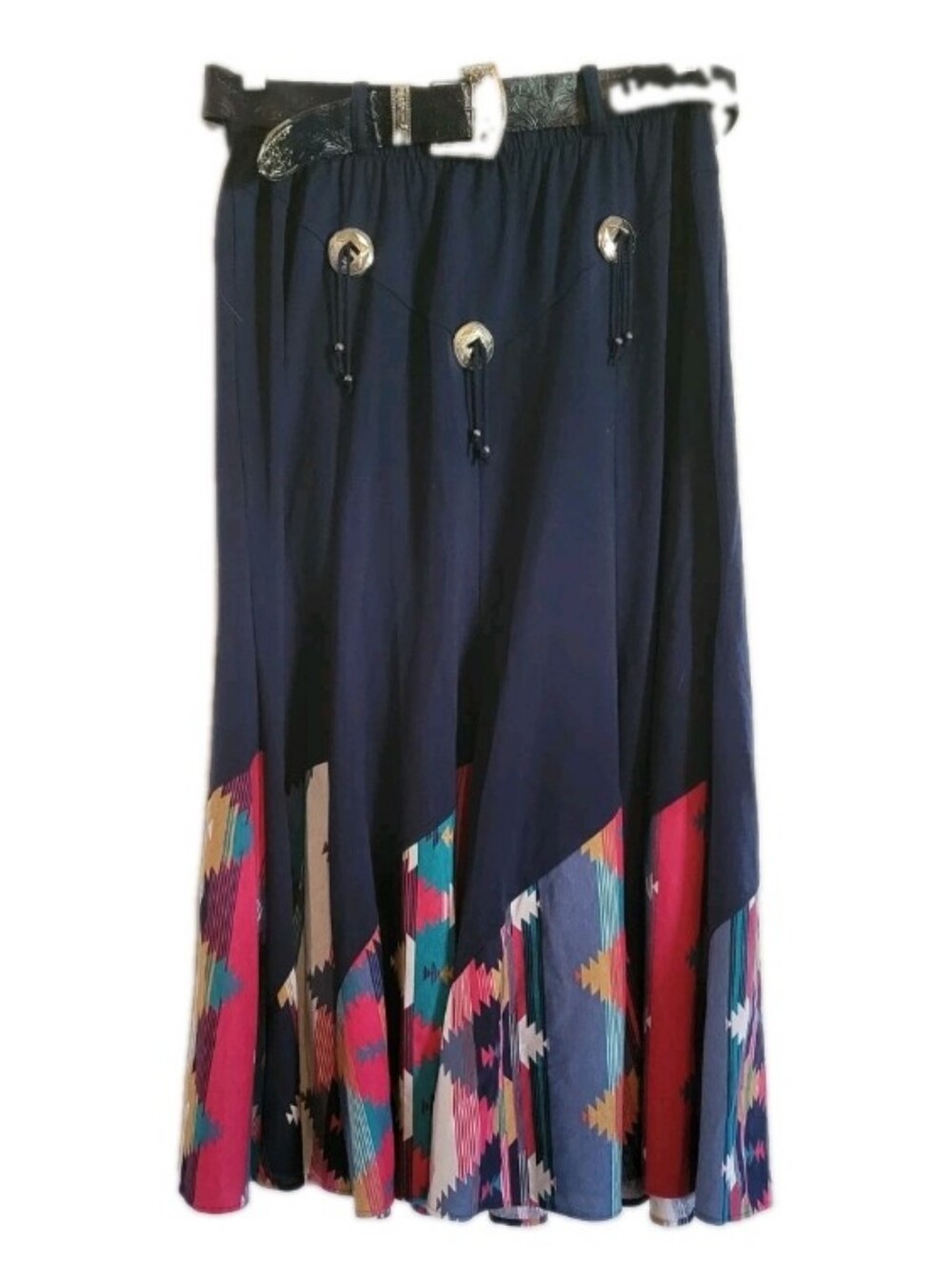 Ozark Mountain Jean Company VTG 80's Southwestern Skirt Concho Accents Ornate